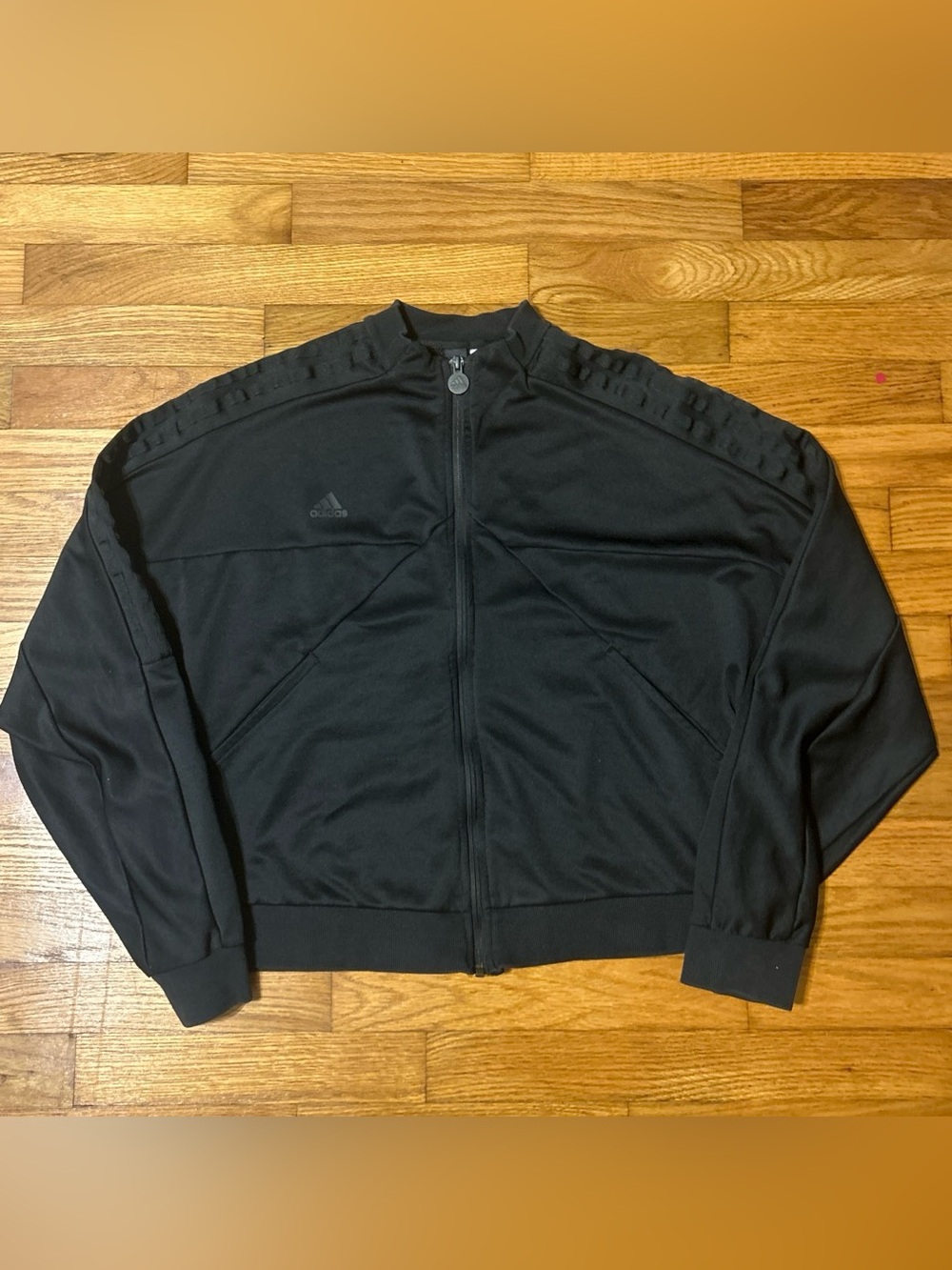 adidas Black Zip-Up Track Jacket with Subtle Logo